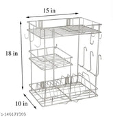 Stainless Steel 3-Shelf Kitchen Dish Rack, modern storage for utensils, 18x15 inch